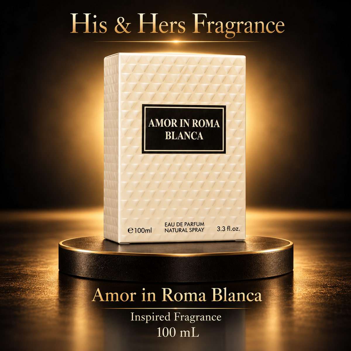 Amor in Roma Blanca 100 mL — His & Hers Fragrance black and gold product card