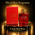 Catch Red Rose 100 mL red bottle and red carton in the His & Hers Fragrance black and gold theme.