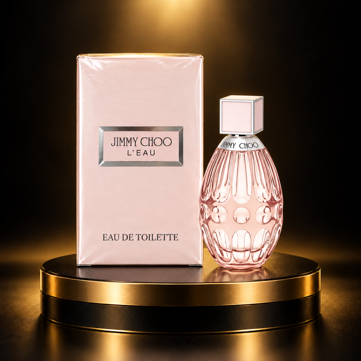 Jimmy Choo L’Eau 40 mL bottle and carton in black and gold