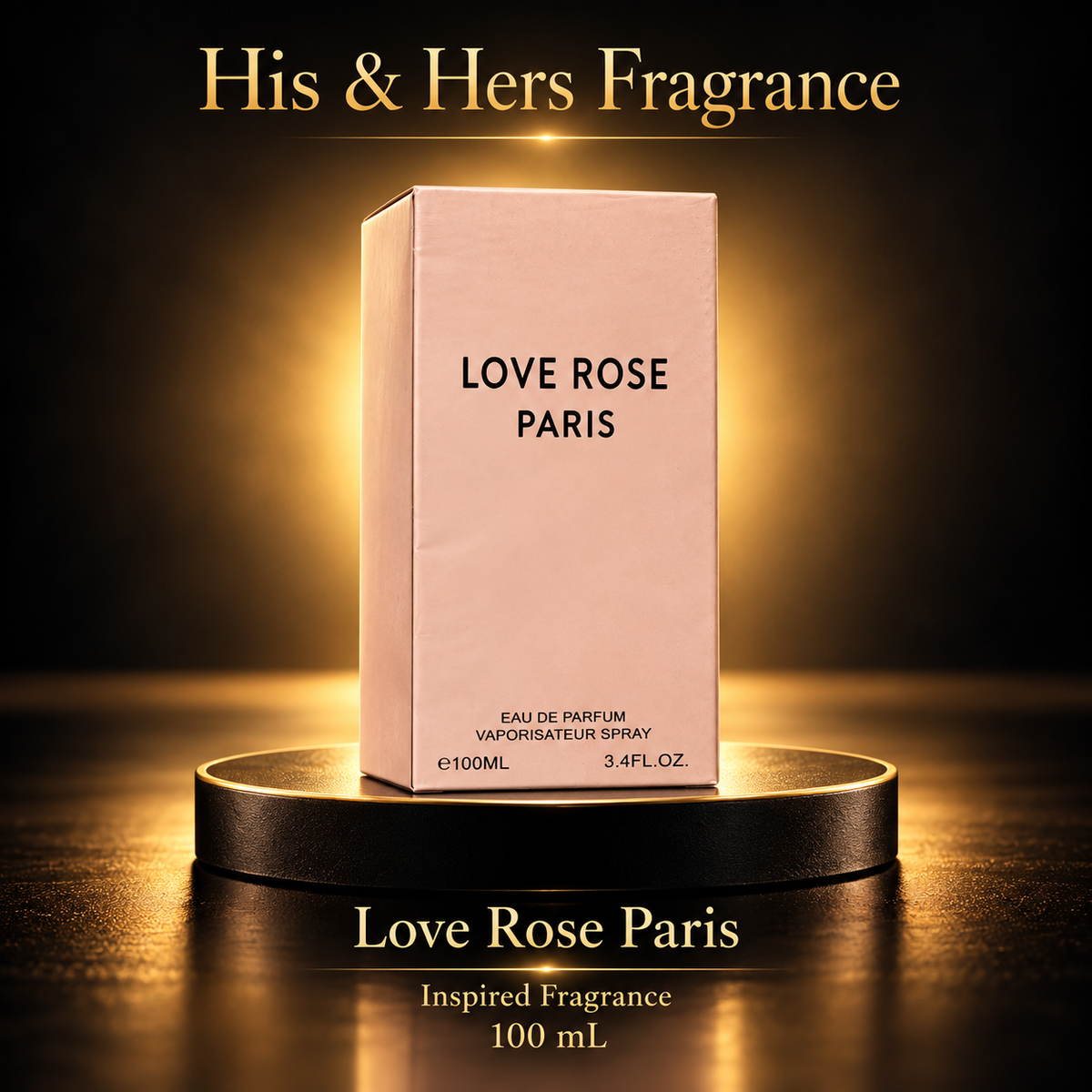 Love Rose Paris 100 mL — His & Hers Fragrance black and gold product card