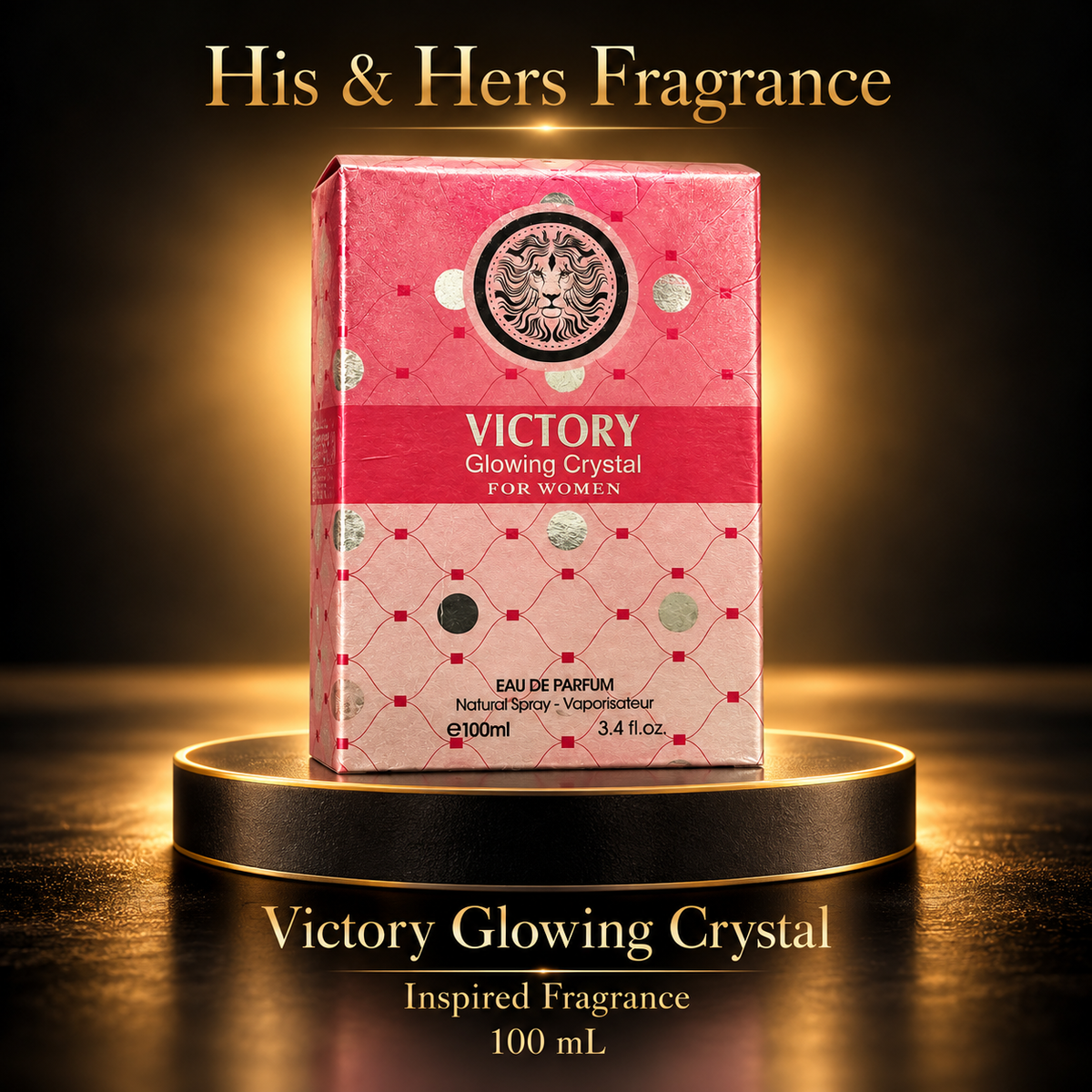 Victory Glowing Crystal 100 mL — His & Hers Fragrance black and gold product card
